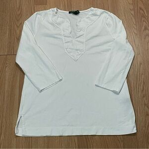 Lauren Ralph Lauren Women’s Large Long Sleeve Blouse Shirt White Preppy